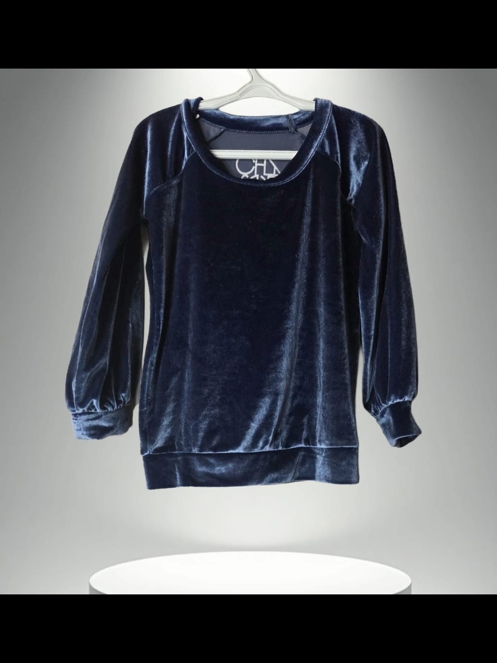 Chaser Girls Navy Velvet Long Sleeve Top